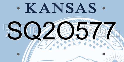 SQ2O577 Kansas License Plate