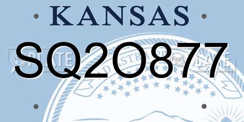 SQ2O877 Kansas License Plate