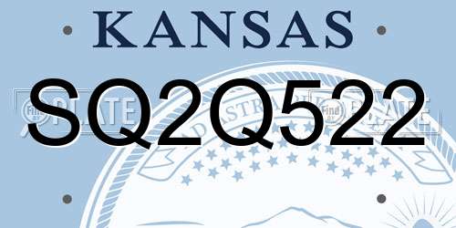 SQ2Q522 Kansas License Plate