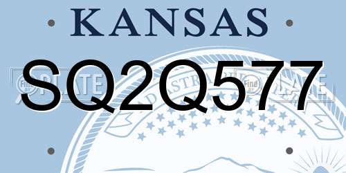 SQ2Q577 Kansas License Plate