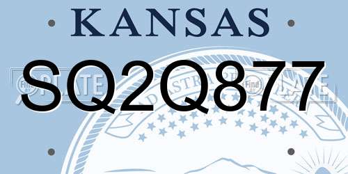 SQ2Q877 Kansas License Plate