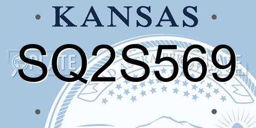 SQ2S569 Kansas License Plate