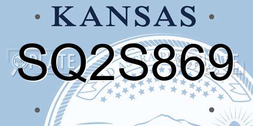 SQ2S869 Kansas License Plate