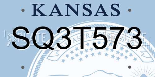 SQ3T573 Kansas License Plate