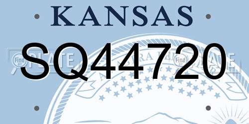 SQ44720 Kansas License Plate