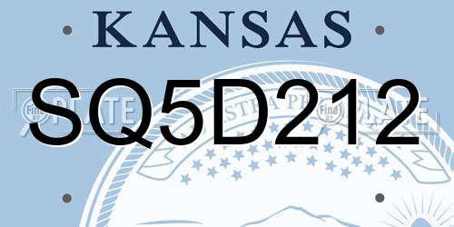 SQ5D212 Kansas License Plate