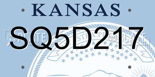 SQ5D217 Kansas License Plate