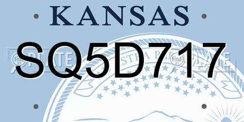 SQ5D717 Kansas License Plate