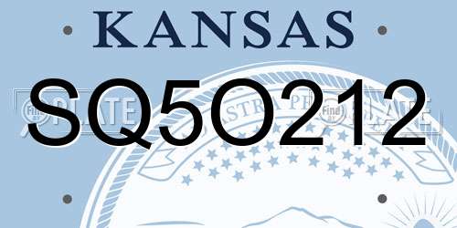 SQ5O212 Kansas License Plate