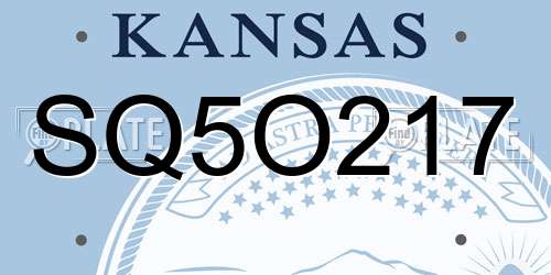 SQ5O217 Kansas License Plate