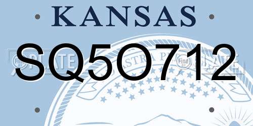 SQ5O712 Kansas License Plate