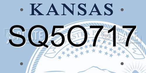SQ5O717 Kansas License Plate