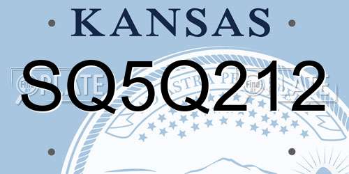 SQ5Q212 Kansas License Plate