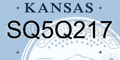 SQ5Q217 Kansas License Plate