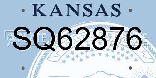 SQ62876 Kansas License Plate