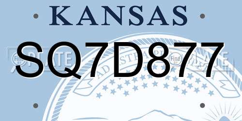 SQ7D877 Kansas License Plate