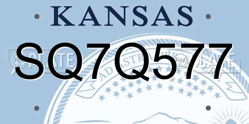 SQ7Q577 Kansas License Plate