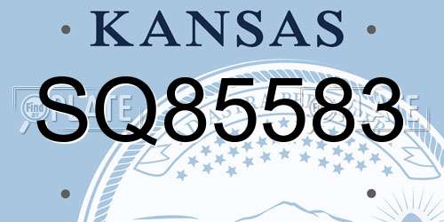 SQ85583 Kansas License Plate