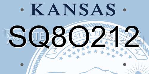 SQ8O212 Kansas License Plate