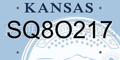 SQ8O217 Kansas License Plate