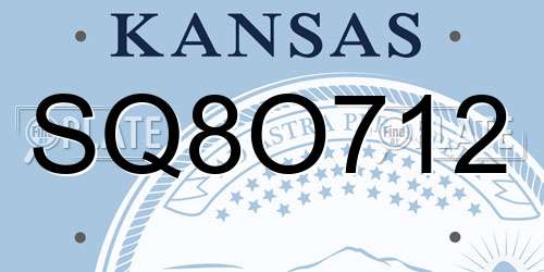 SQ8O712 Kansas License Plate