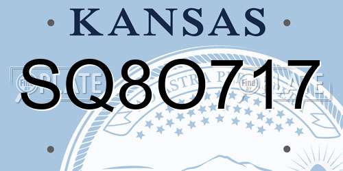 SQ8O717 Kansas License Plate