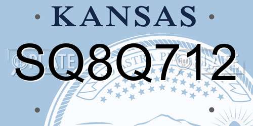 SQ8Q712 Kansas License Plate