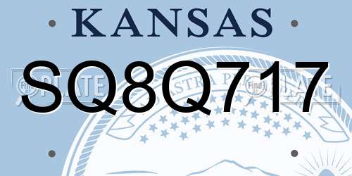 SQ8Q717 Kansas License Plate