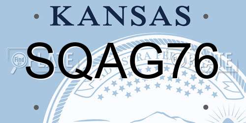 SQAG76 Kansas License Plate