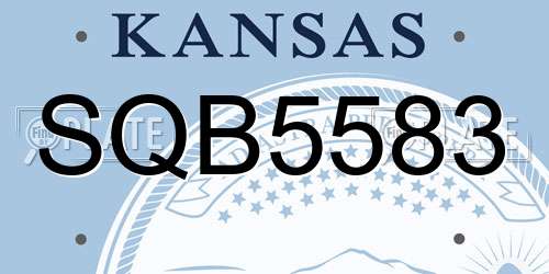 SQB5583 Kansas License Plate