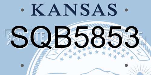 SQB5853 Kansas License Plate