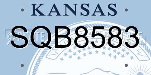 SQB8583 Kansas License Plate