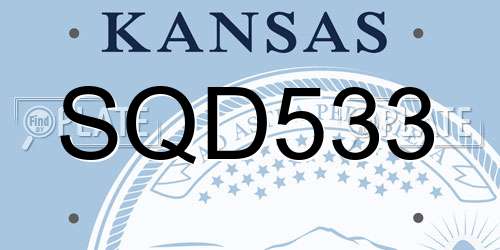 SQD533 Kansas License Plate