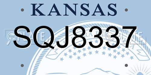 SQJ8337 Kansas License Plate