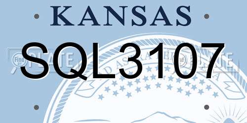 SQL3107 Kansas License Plate