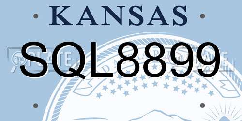SQL8899 Kansas License Plate