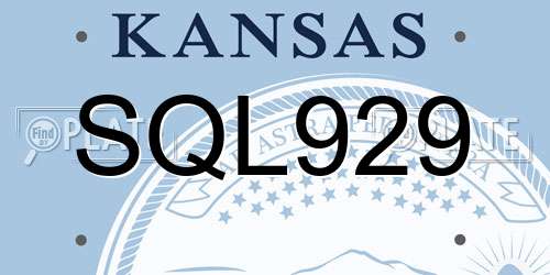 SQL929 Kansas License Plate
