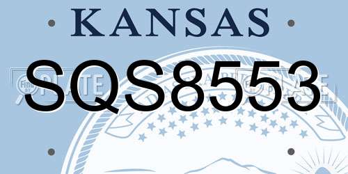 SQS8553 Kansas License Plate