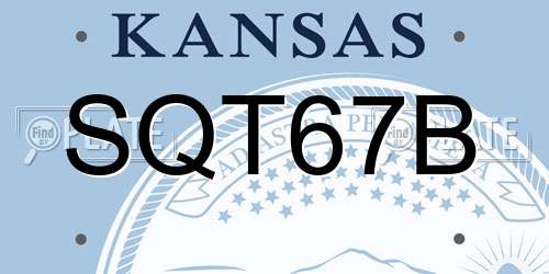 SQT67B Kansas License Plate