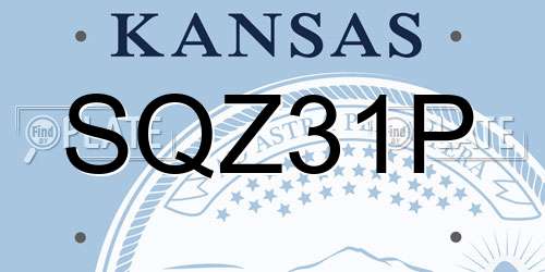 SQZ31P Kansas License Plate