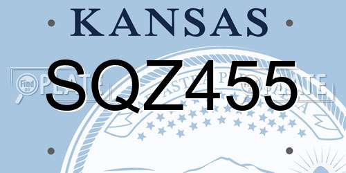 SQZ455 Kansas License Plate