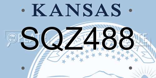 SQZ488 Kansas License Plate
