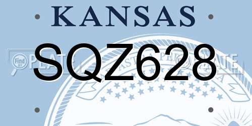 SQZ628 Kansas License Plate