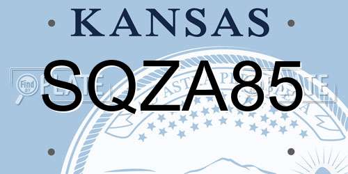 SQZA85 Kansas License Plate