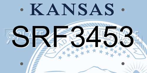 SRF3453 Kansas License Plate