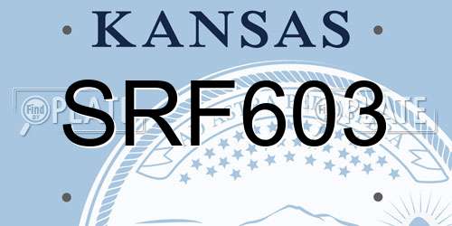SRF603 Kansas License Plate