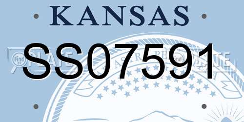 SS07591 Kansas License Plate