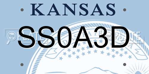 SS0A3D Kansas License Plate