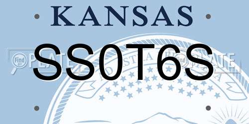 SS0T6S Kansas License Plate