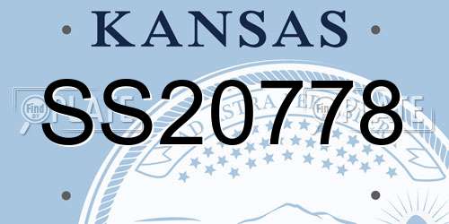 SS20778 Kansas License Plate